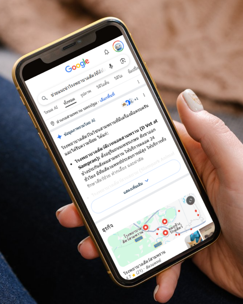 ผลลัพธ์การค้นหาด้วย AI โรงพยาบาลสัตว์ดีเวทแอดสามพราน